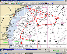 ship track of R/V Seward Johnson during the Estuaries to the Abyss expedition