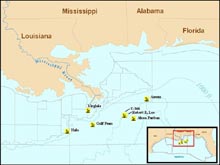 World War II Gulf OF Mexico Shipwrecks Survey Map.