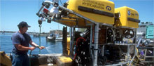 The Hercules ROV being maintenanced after a dive.