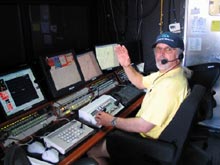 Tom Orvosh at the controls