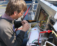 IFE ROV electrical engineer Dave Wright fixes the Argus wiring that malfunctioned