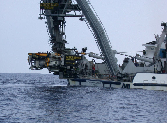 Figure 3.  The Johnson-Sea-Link four person submersible combined with the large oceanographic ship provide a suite of powerful tools for sampling the ocean from surface to at least 1000 m.