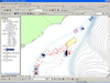 Screen capture of an ArcMap scene containing several layers of data.