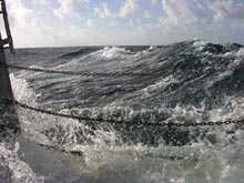 Figure 1:  The sea as it looked from our starboard side on Monday and Tuesday, sloshing over our deck and making submersible dives impossible.