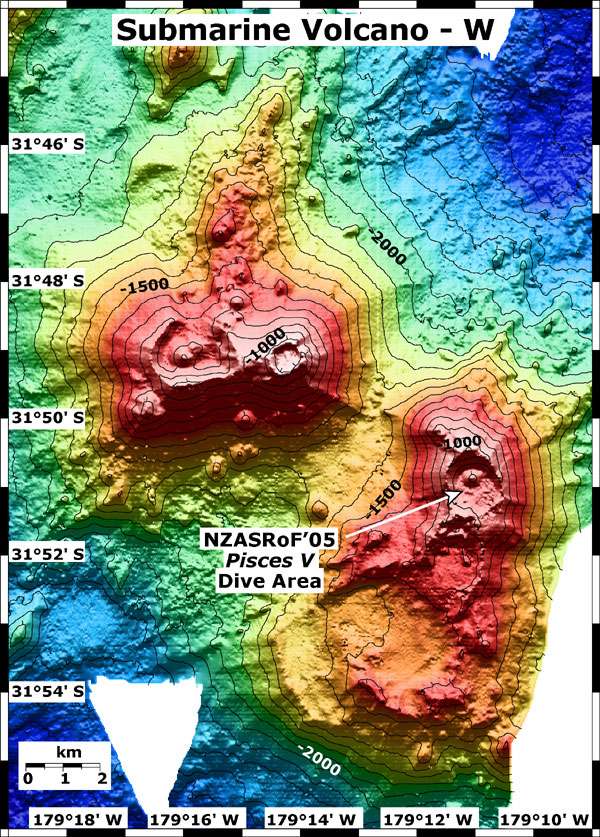 Map view of submarine Volcano-W.