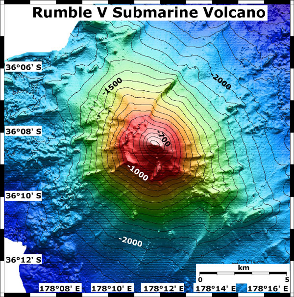 Map view of Rumble V submarine volcano.