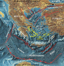 Simplified geotectonic map of Eastern Mediterranean and Aegean Sea.