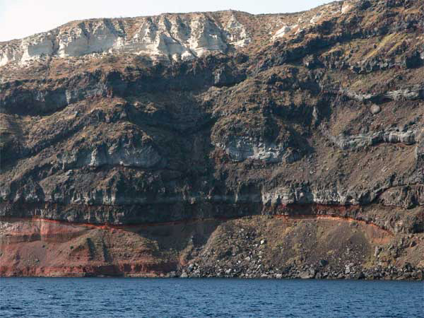 steep caldera walls of Santorini.