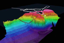 3-D bathymetry plot of LLS accident site