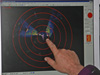 Monitor screen showing a red target area, indicating a large hard object that was a monolithic boulder
