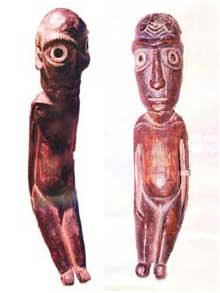 Two 'African Idols' referred to by George Gibbs, identified later as Kava-kava figurines from Easter Island