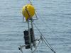 The RopeCam dangles above the sea on its way to the bottom.