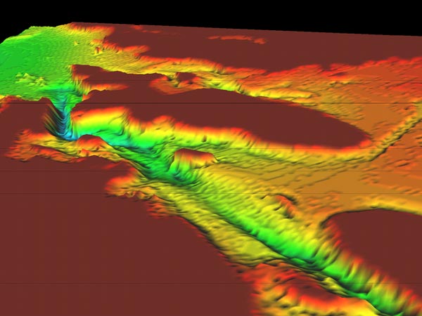 This bathymetry map shows just how variable an autonomous underwater vehicle (AUV) environment can be.