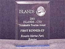In 2001, Bonaire was awarded the first runner-up award for sustainable tourism as a result of the marine policy in place and the implementation of diver fees to subsidize the maintenance of the park.