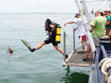 Researchers preparing to conduct underwater reconnaissance. 