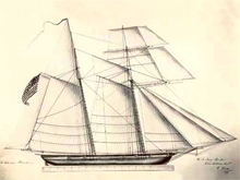 The US Schooner Alligator, launched in1820, was based on a hull design by American naval architect William Doughty, the designer of the US Brig Chippewa.