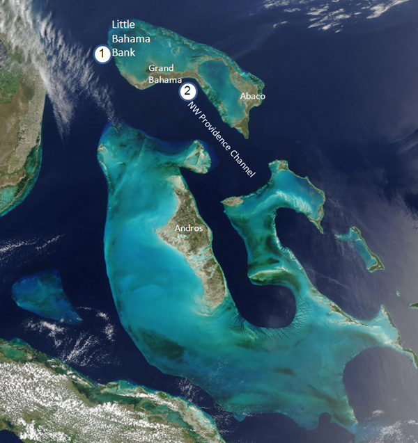 NASA satellite image of the Bahamas. 