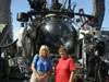 Chief Scientist Tammy Frank and Educator-at-Sea Angela Lewis pose in front of the Johnson Sea-Link II submersible before Angie’s first dive experience.