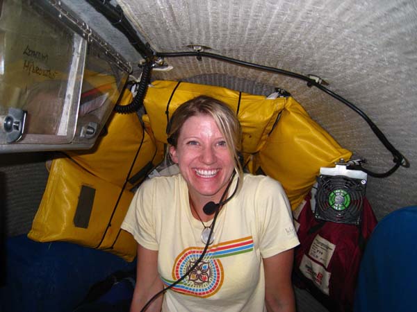 Dr. Erika Raymond in the aft compartment of the JSL. 