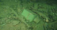 The ship�s starboard lantern at the Green Lantern Wreck Site.