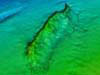 Viosca Knoll Wreck site drawing draped over the multibeam bathymetry image.