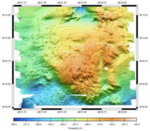 Fig. 3 - High-resolution bathymetry of Viosca Knoll (VK) 826 will be used in combination with pictures taken by Sentry AUV to spot areas of coral assemblages shown by the topography in the map.