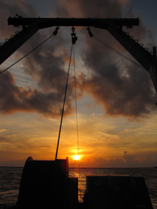 sunset in Gulf of Mexico through U-frame