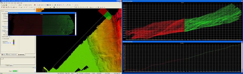 A screen shot of multibeam data processing using Caris software. This example is from the INDEX 2010 Expedition.