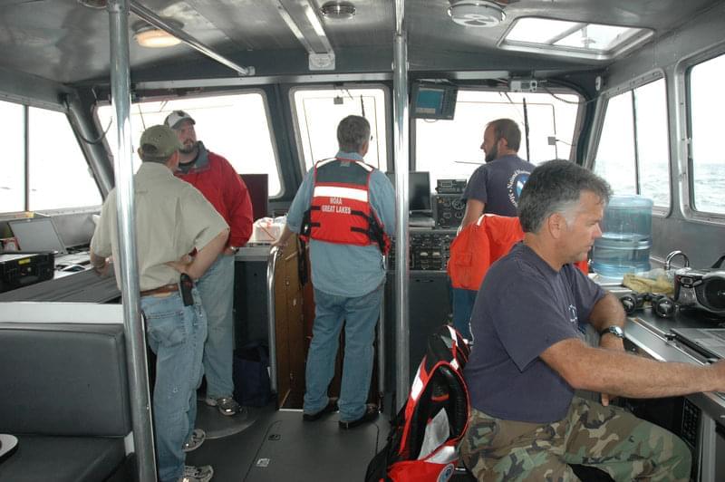 The team in between ATLAS check-ins on the research vessel (R/V) Storm.