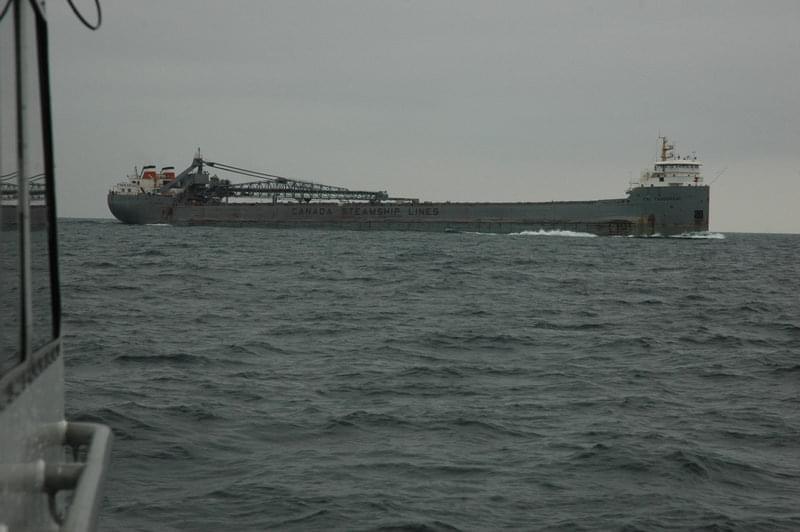 A Canadian cargo ship as seen from the research vessel (R/V) Storm.