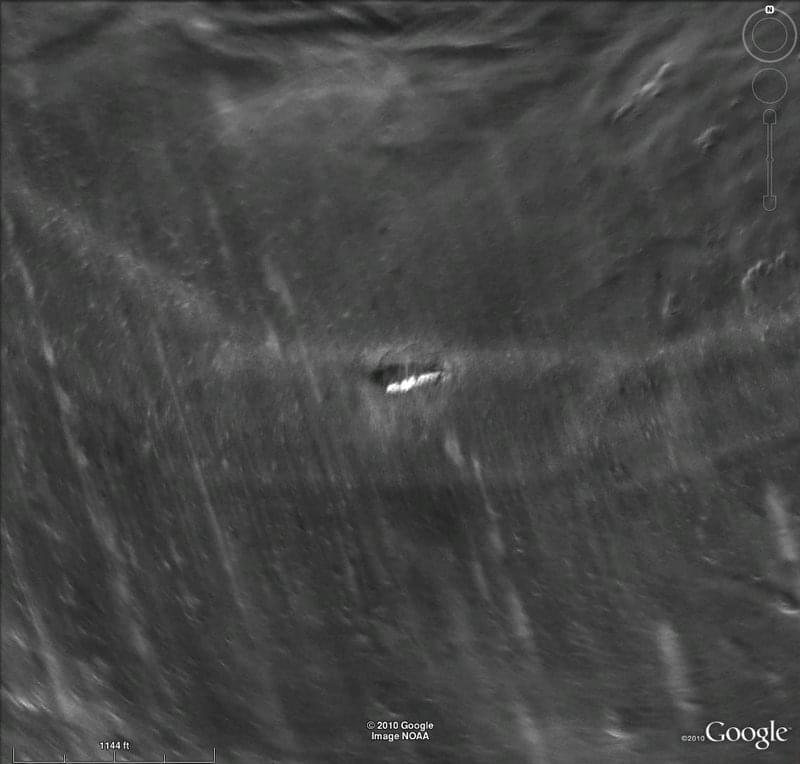 This image shows the shipwreck W. H. Gilbert as imaged from the ATLAS. The lighter area is closer to the AUV.