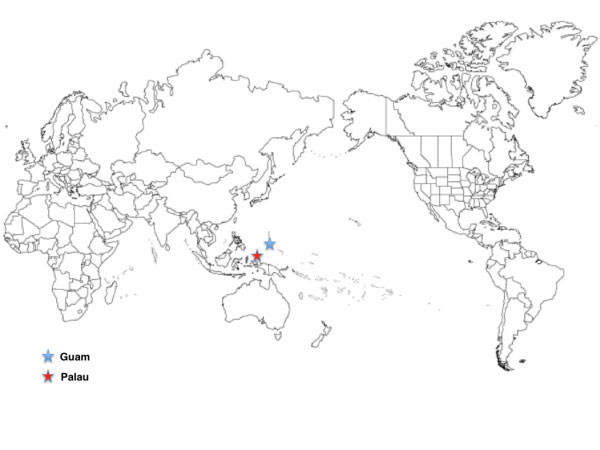 This map shows the small Pacific islands whose coral communities have been studied during this, and previous explorations.