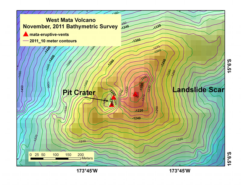 Map showing West and East Mata Volcanoes in the Northeast Lau Basin.