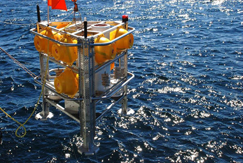 Univ. of North Carolina at  Wilmington benthic lander being deployed in the Gulf of Mexico.