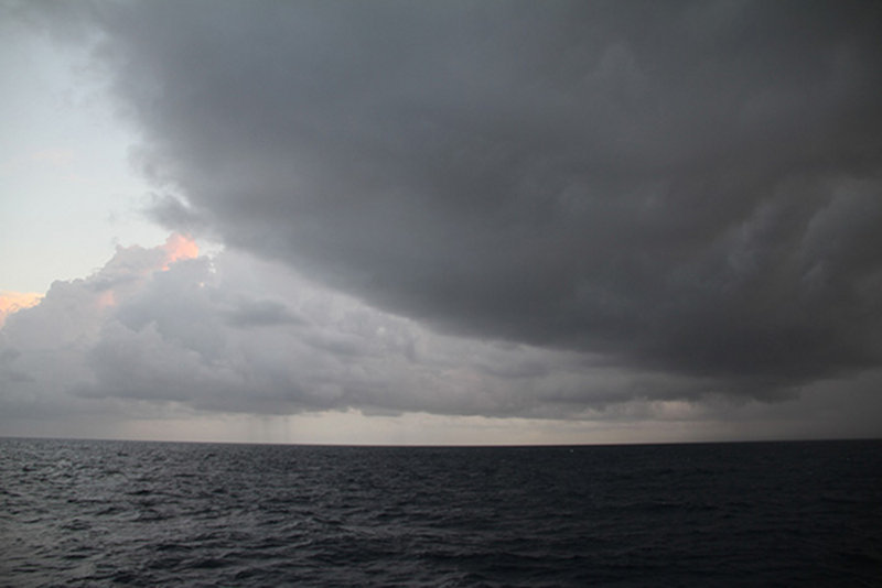 The first of several squall lines approaches the R/V F. G. Walton Smith