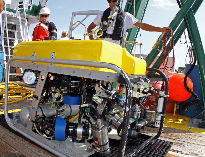 The newest member of the University of North Carolina at Wilminton Undersea Vehicle Program team, ready for its first dive on Pulley Ridge.
