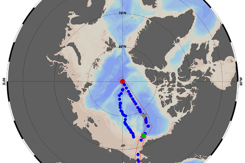 Map of samples collected during the Arctic GEOTRACES Cruise in 2015.