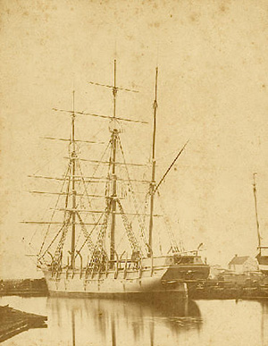 The bark Concordia, one of the ships in the 1871 fleet destined to fall victim to the Arctic’s treacherous sea­ice, hailed from New Bedford, Massachusetts.