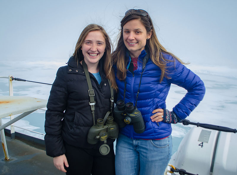 Jennifer Stern and Erica Escajeda study polar bears and both have now seen their study animal in the Arctic.