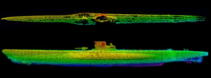 Sonar image of U-576 wreck site.