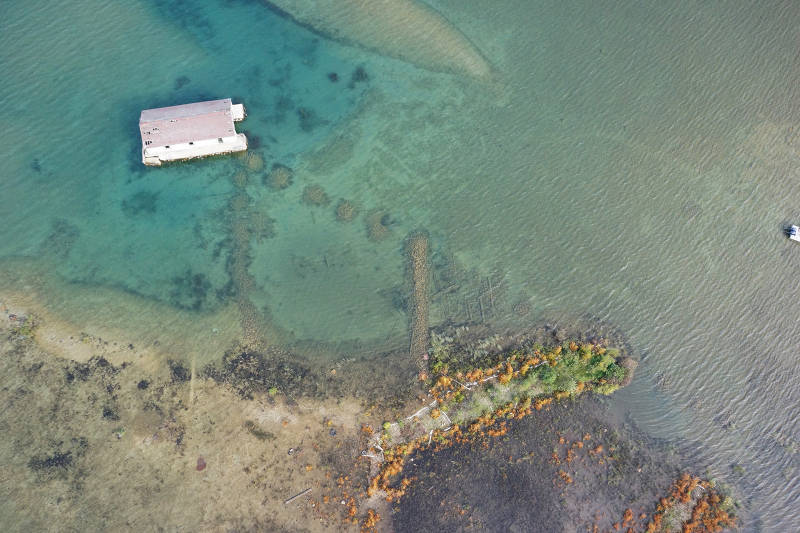 UAS-captured image of historic materials on the bottom of Lake Huron.