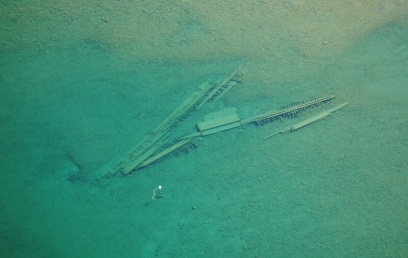 Wooden schooner American Union as seen from above.