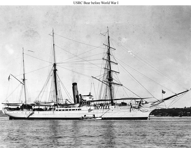 Full broadside view of Bear at anchor sometime in the early 20th century.