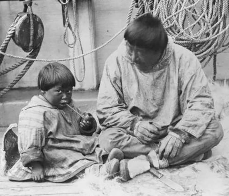 Native Alaskans on main deck of the Bear. 