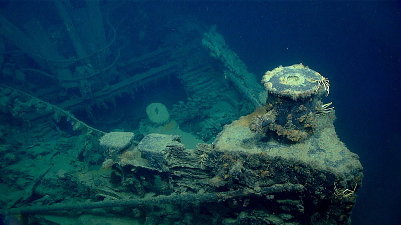 Figure 2.  Port side of what is believed to be the tugboat New Hope, which was sunk during Tropical Storm Debbie in September 1965.
