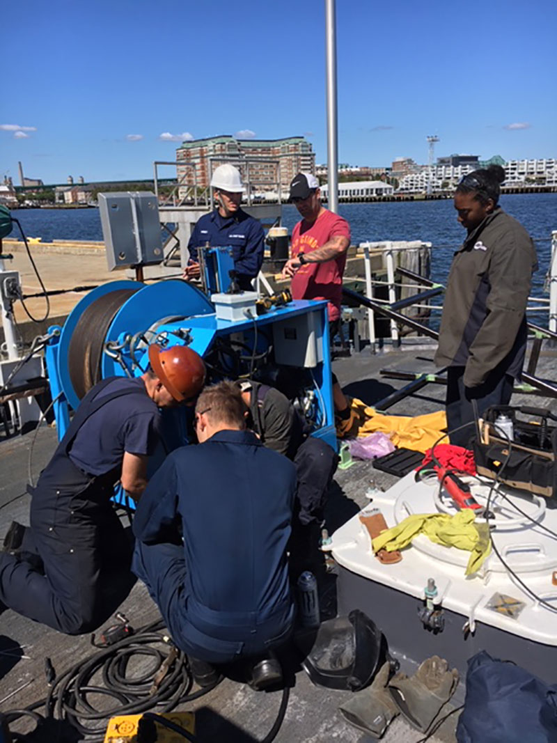 Bear’s Engineering Team working on installing to winch and A-frame.