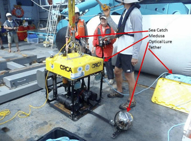 The Medusa camera system just prior to launch during 2012 giant squid hunt off Japan.