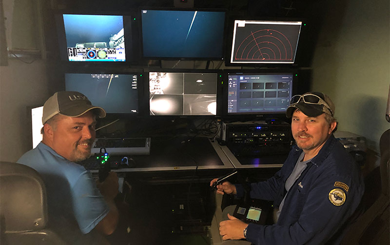 Oceaneering ROV pilots Travis Kolbe (left) and Jason Tripp (right).