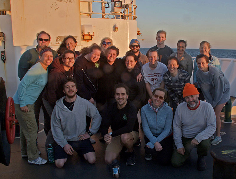 The Leg 1 DEEP SEARCH team enjoyed one last sunset on the bow of NOAA Ship Ronald H. Brown before returning to Charleston, SC.