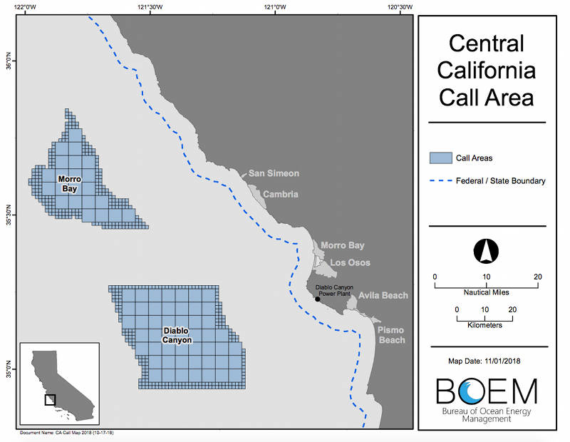 Areas in central and northern California are currently being studied as possible future offshore wind sites. Ongoing studies will inform future decisions on future offshore renewable energy development.